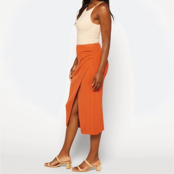 WAYF Cross Over Skirt Orange size large - Picture 3 of 12